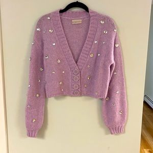 Fuzzy Purple Bedazzled Sweater w matching Bandeau